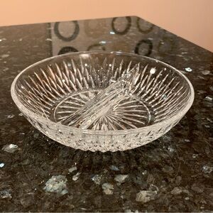 Princess House Highlights lead crystal divided dish round bowl #870 vintage
